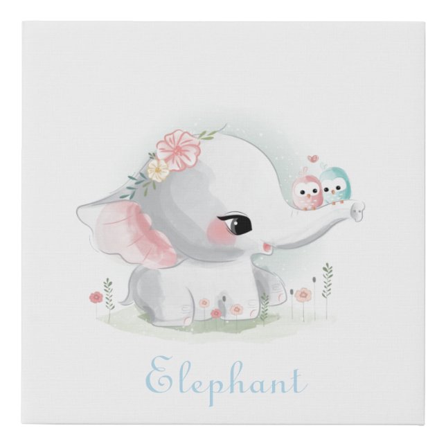 Beautiful White Baby Elephant Faux Canvas Print (Front)