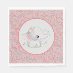 Beautiful White Baby Girl Elephant Napkins