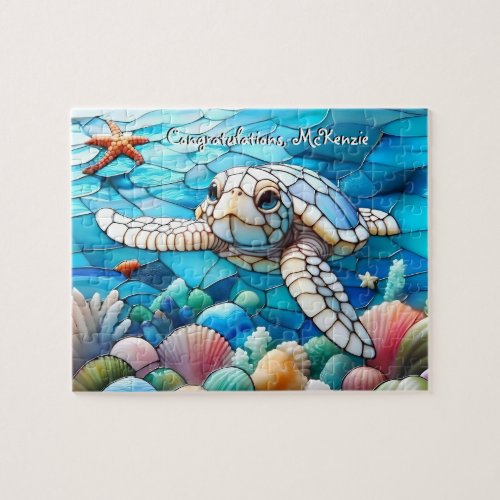 Beautiful White Baby Sea Turtle Swimming Jigsaw Puzzle