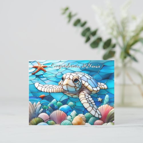 Beautiful White Baby Sea Turtle Swimming Postcard