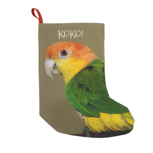 Beautiful White Bellied Caique Parrot Posing Small Christmas Stocking