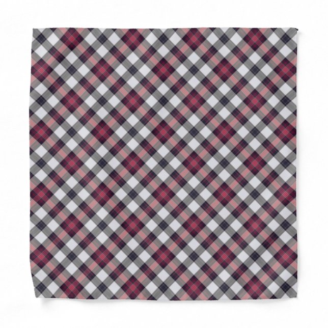 Beautiful White Black and Red Plaid |    Bandana (Front)