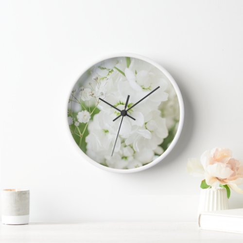 Beautiful White Blossoms Florals By Ava Clock