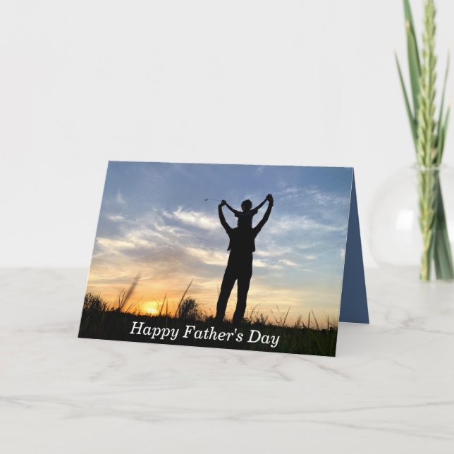 Beautiful White Blue Black Sunset Father's Day Card (Front)