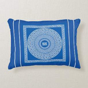 Beautiful White Borders on Grey Blue Background Accent Pillow