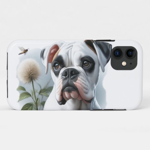 Beautiful White Boxer Dog featured in Nature iPhone 11 Case
