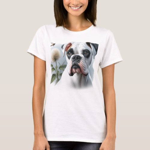 Beautiful White Boxer Dog featured in Nature T_Shirt