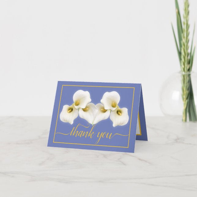 Beautiful White Calla Lilies Floral Chic Thank You Card (Front)