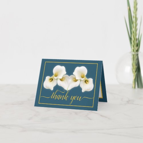 Beautiful White Calla Lilies Floral Chic Thank You Card