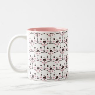 Beautiful White Cat Face Cartoon Pattern