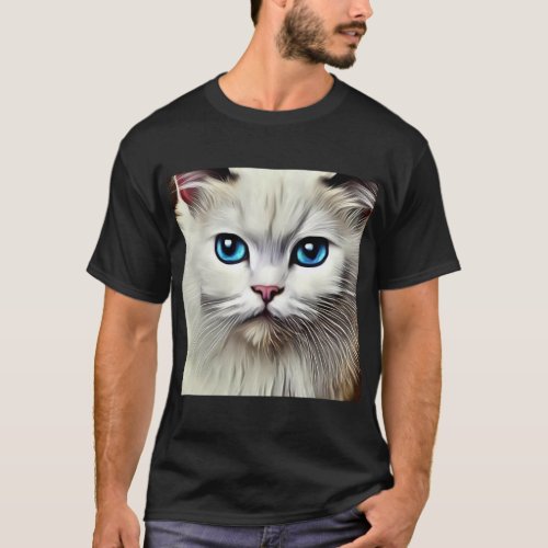 Beautiful white cat illustration T_Shirt