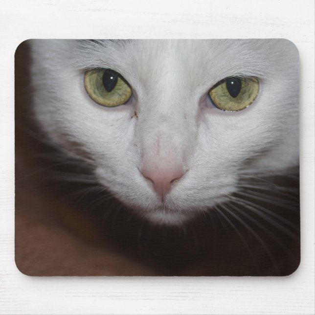 Beautiful White Cat Mouse Pad (Front)