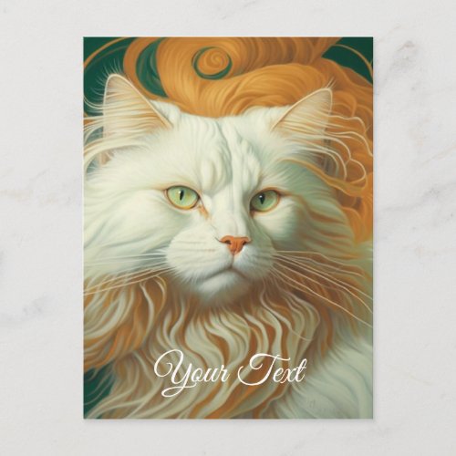 Beautiful white cat  postcard