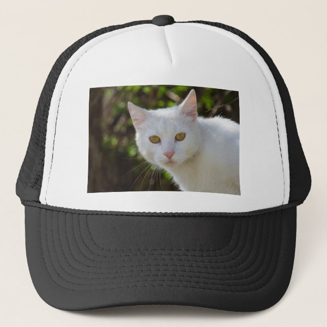 Beautiful White Cat Trucker Hat (Front)