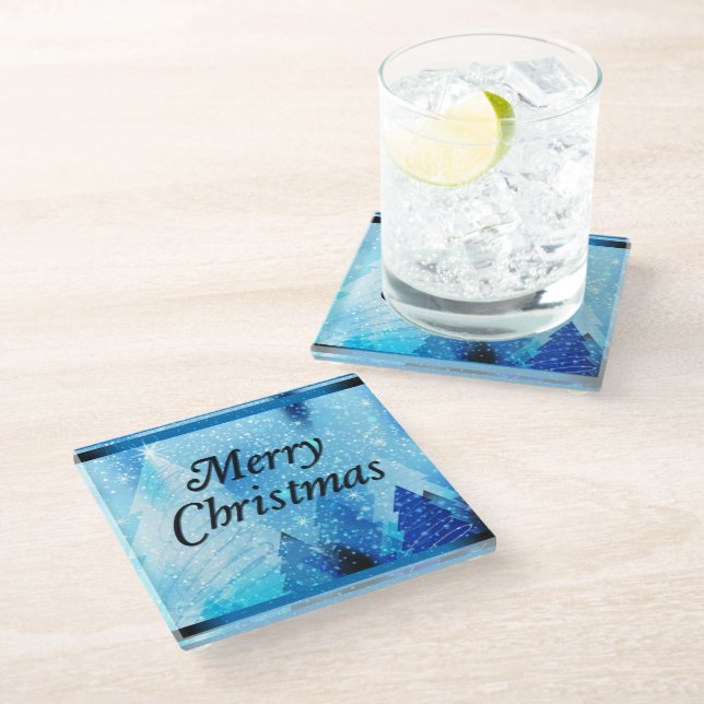 Beautiful, White Christmas Glass Coaster (Angled)