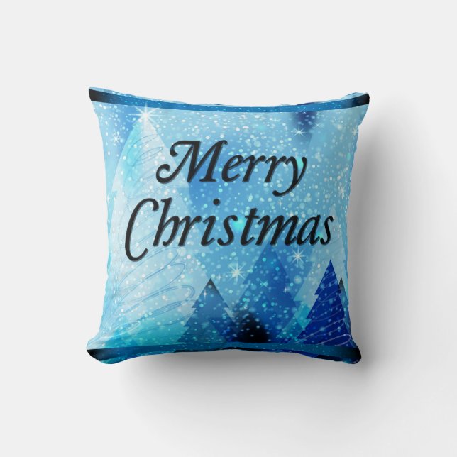 Beautiful, White Christmas Square Pillow (Front)