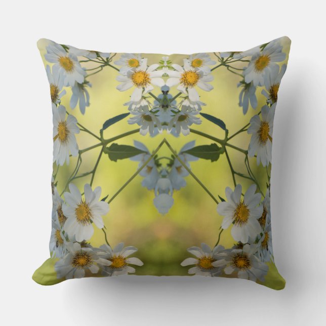 Beautiful white daisies design throw pillow (Front)