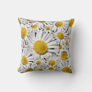 Beautiful White Daisy Flower Pillow! Throw Pillow