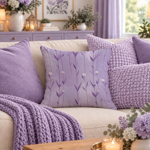 Beautiful White Daisy Pastel Purple Pillow Decor