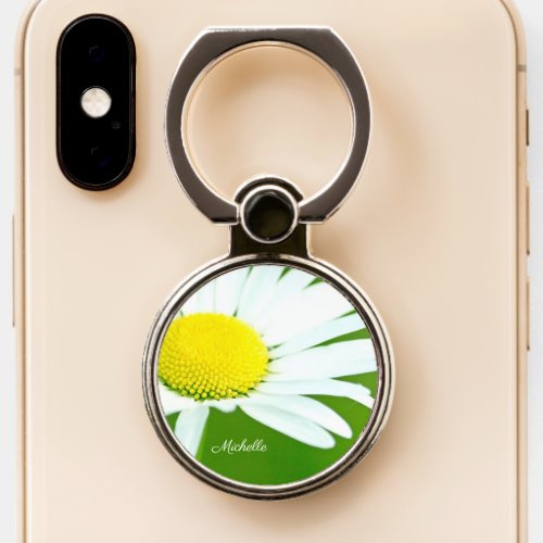 Beautiful White Daisy Personalized Phone Ring Stand