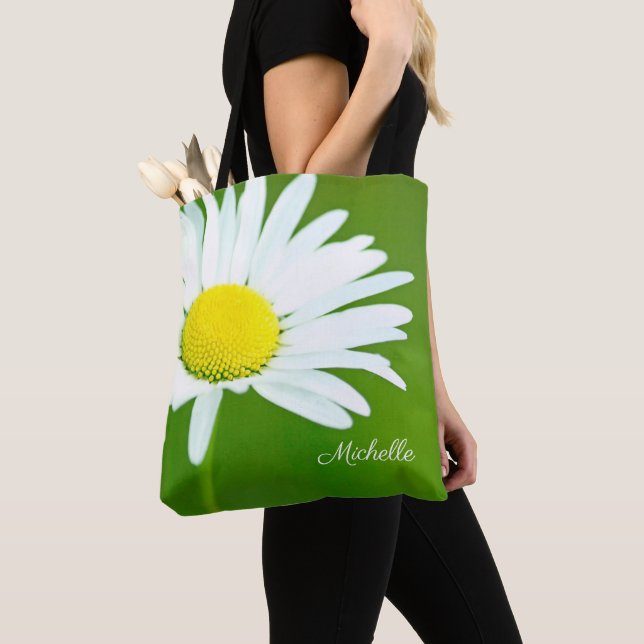 Beautiful White Daisy Personalized Tote Bag (Close Up)