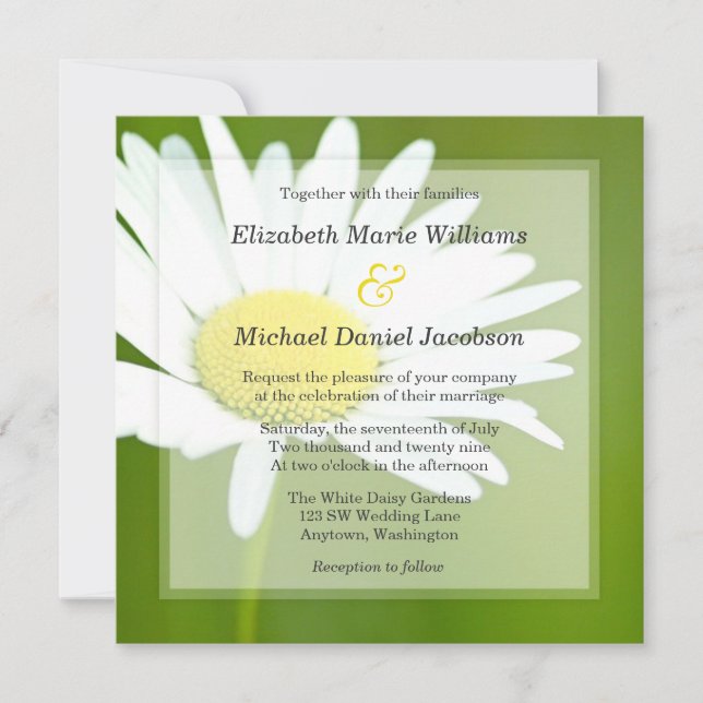 Beautiful White Daisy Wedding Invitations (Front)