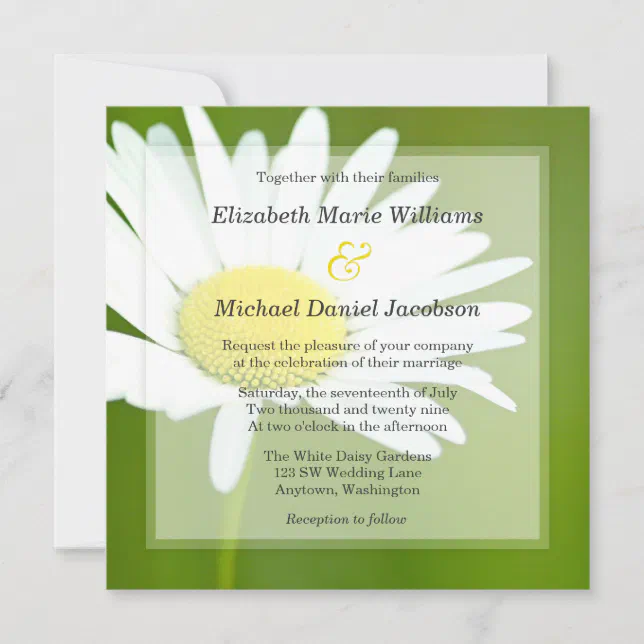 Beautiful White Daisy Wedding Invitations | Zazzle