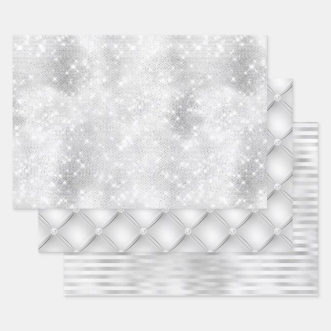 Beautiful White Designs Wedding Events Wrapping Paper Sheets (Set)