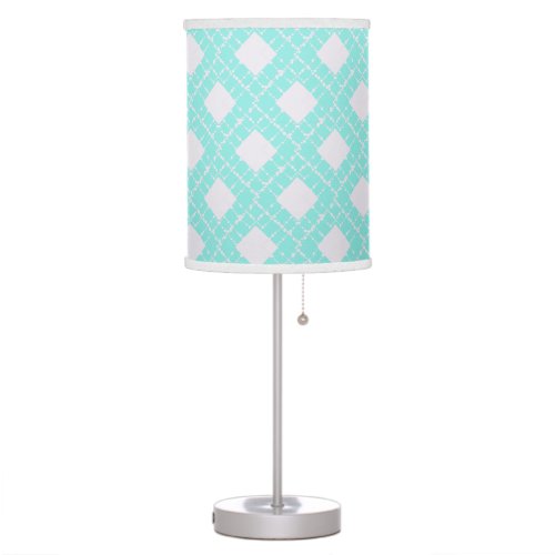 Beautiful White Diamond On Blue Pattern Table Lamp