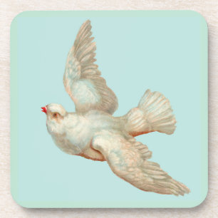 beautiful white dove beverage coaster