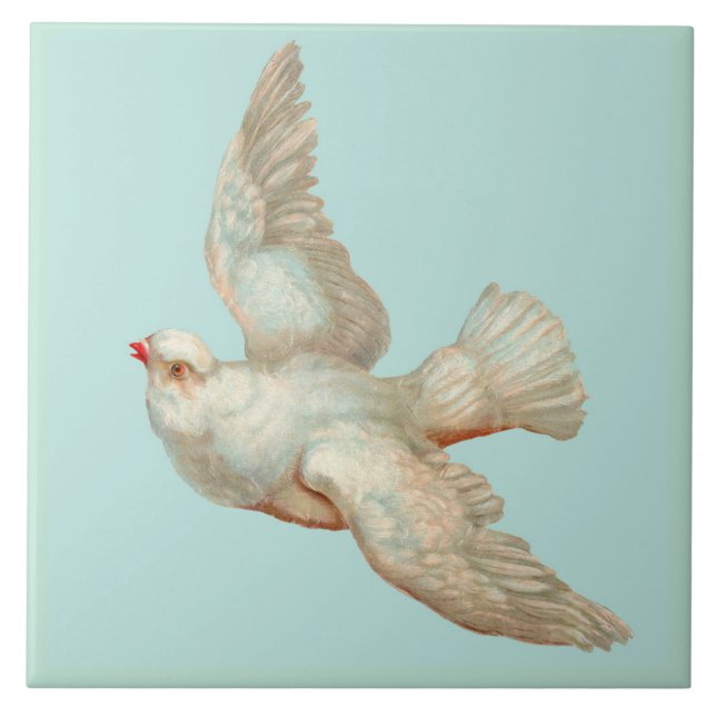 beautiful white dove ceramic tile (Front)