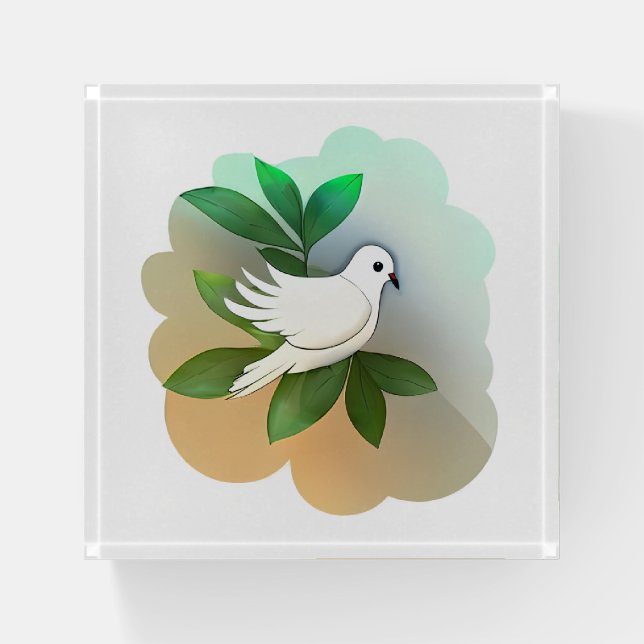 Beautiful White Dove  Paperweight (Front)