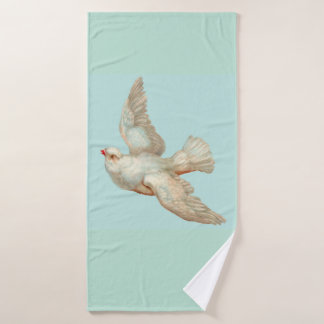 beautiful white dove print bath towel set