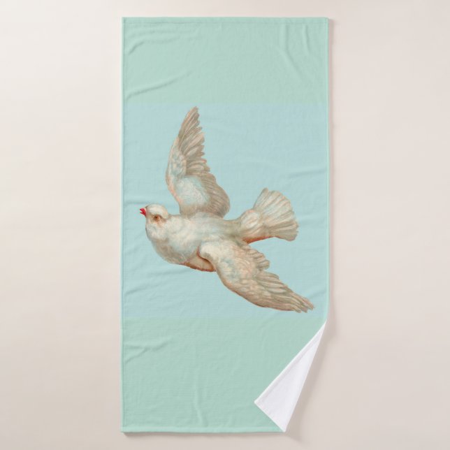 beautiful white dove print bath towel set (Bath Towel)