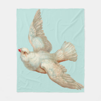 beautiful white dove print fleece blanket