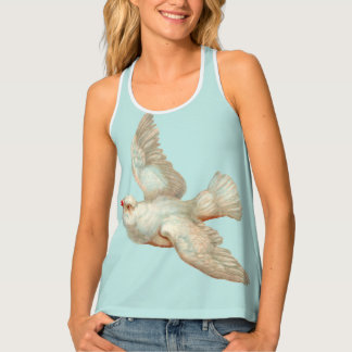 beautiful white dove print tank top