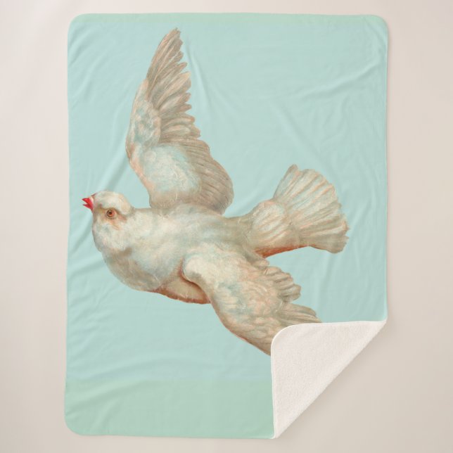 beautiful white dove sherpa blanket (Front)