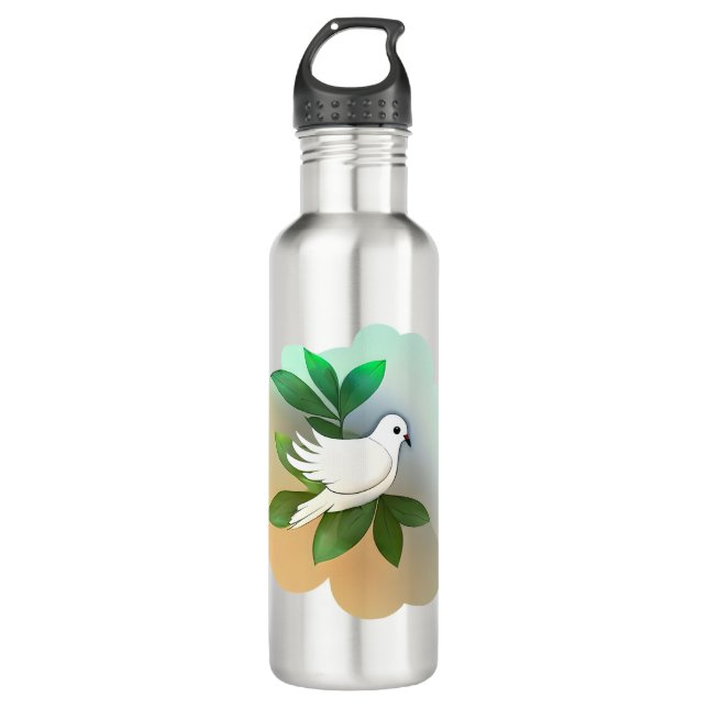 Beautiful White Dove  Stainless Steel Water Bottle (Front)