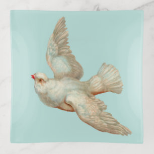 beautiful white dove trinket tray