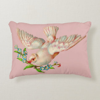beautiful white dove with sprig in its mouth  accent pillow