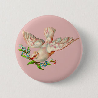 beautiful white dove with sprig in its mouth button