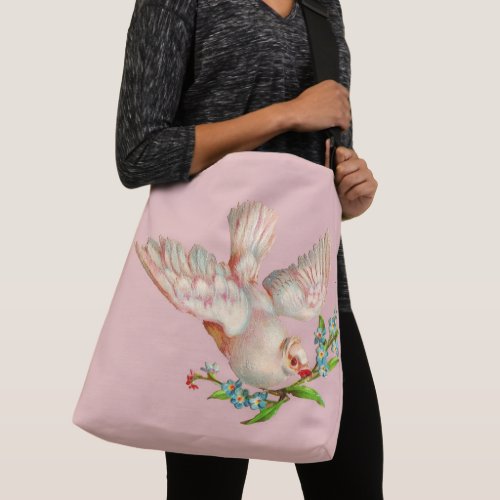  beautiful white dove with sprig in its mouth crossbody bag