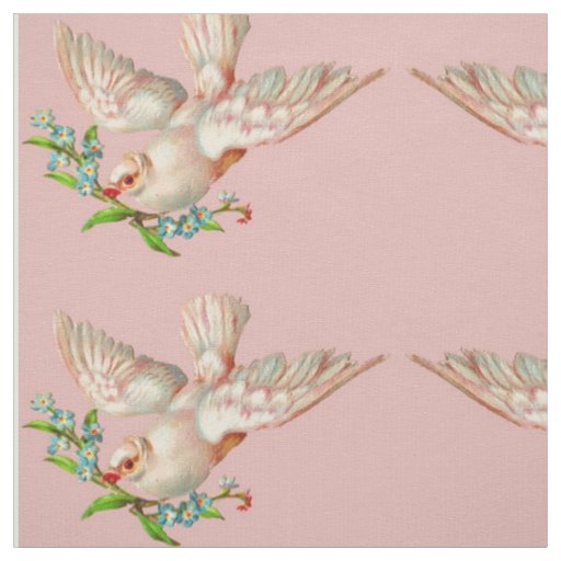 beautiful white dove with sprig in its mouth fabric