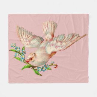 beautiful white dove with sprig in its mouth fleece blanket