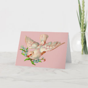 beautiful white dove with sprig in its mouth invitation