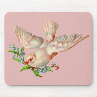 beautiful white dove with sprig in its mouth mouse pad