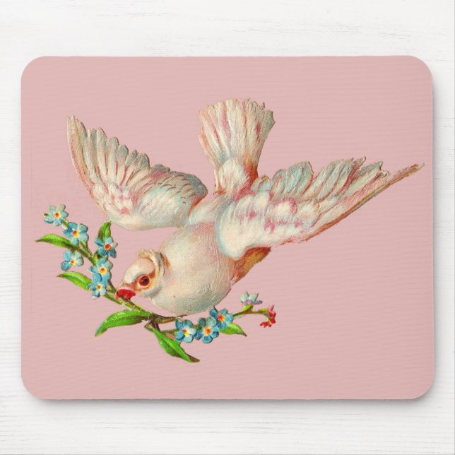  beautiful white dove with sprig in its mouth mouse pad (Front)