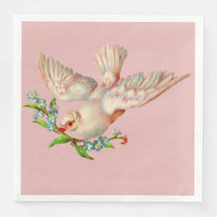 beautiful white dove with sprig in its mouth paper dinner napkins