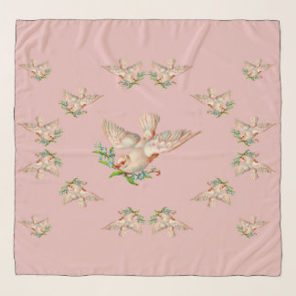 beautiful white dove with sprig in its mouth scarf