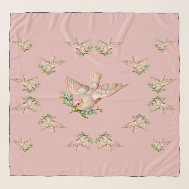  beautiful white dove with sprig in its mouth scarf (Front)